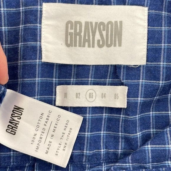 Grayson The Hero Button Down Shirt Checkered Blue Size Medium M - Picture 10 of 14